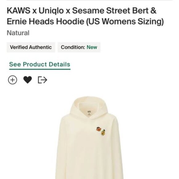 Kaws UNIQLO Sesame Street Extremely RARE Women’s hoodie size Small, Like New - Picture 3 of 3